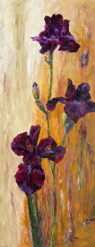 Black Irises by artist Linda Wells